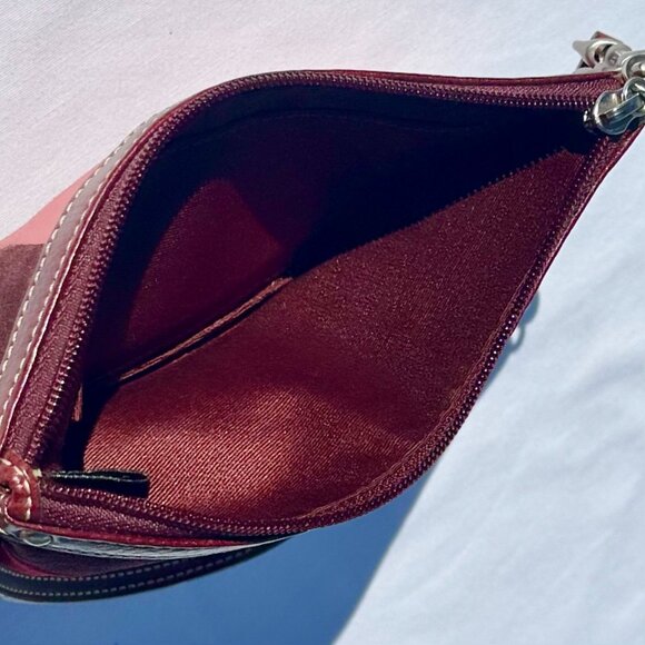 COACH Hampton Mosaic Suede Berry Patchwork Wristlet Leather Silver NWOT 140200 - Picture 9 of 12